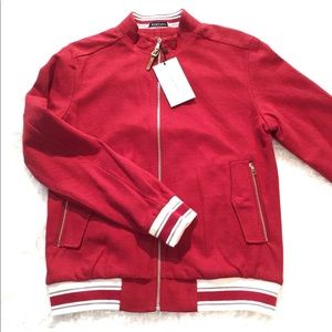 Zara Man Jacket Medium Burgundy Preppy Varsity Men